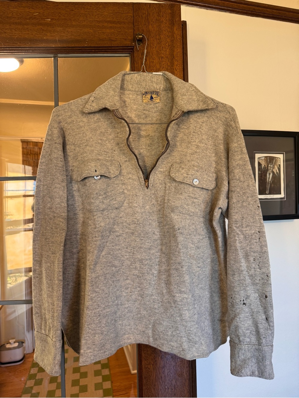 Wool Half-Zip Collared Sweater - Gray